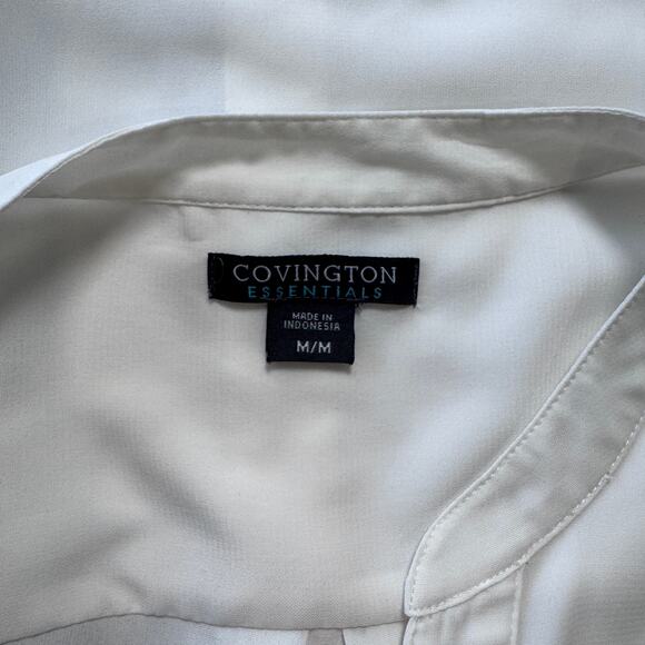 Covington Essentials White Sheer Button-Down Blouse Size Medium - Picture 3 of 4